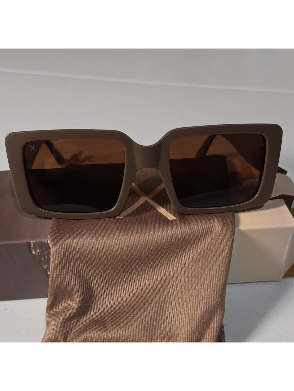 Dime Women's Square Sunglasses Brown Plastic Frame, Brown Tinted Lenses